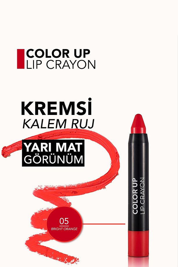 Saten Bitişli Kalem Ruj - Color Up Lip Crayon - 005 Bright Orange- 8690604503322 - 4