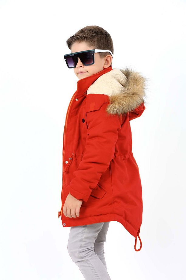 Çocuk Unisex Kışlık Su İtici Uzun Kürk Kaplama Mont Kaban 6-15 YAŞ - 3