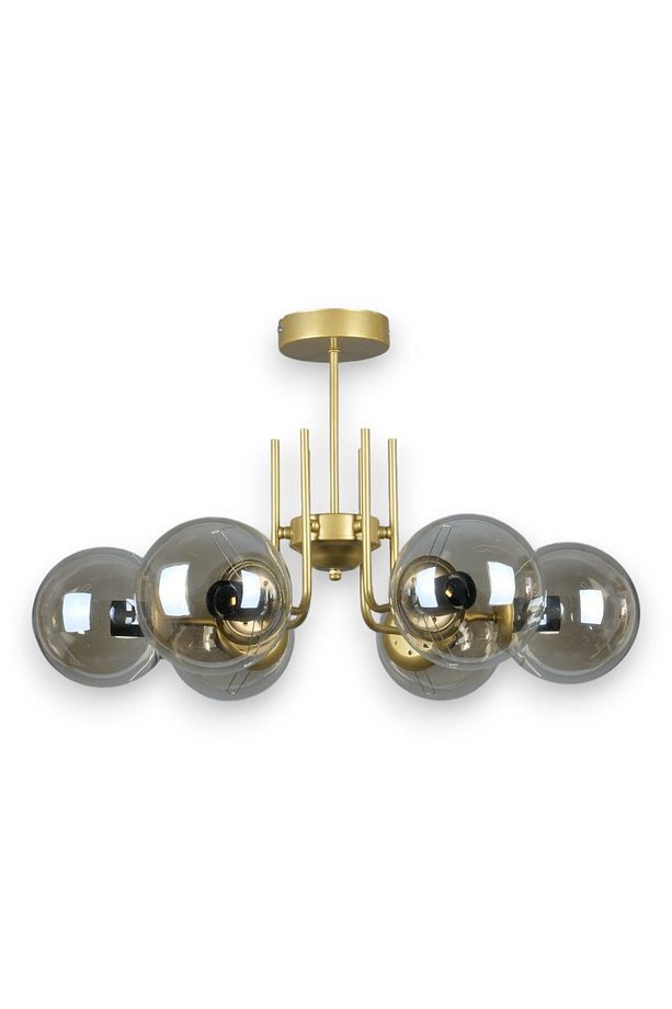 Tanya Modern Tasarım Mutfak - Salon - Yatak Odası - Tavan Eskitme Renk Bal Camlı 6 Lı Avize - 2
