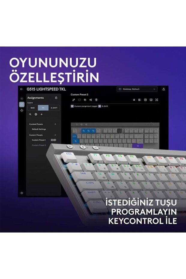 G515 Lightspeed TKL Tactile Switch İngilizce RGB Kablosuz Gaming Klavye (920-012539) - 4