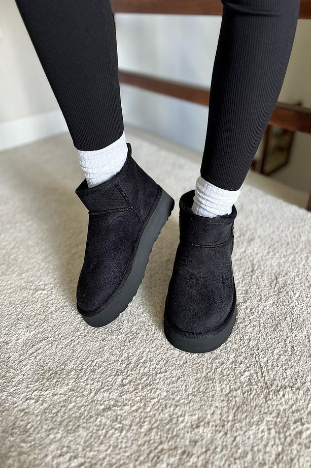 Kadın Süet Yarım Bot İçi Kürklü Bot & Bootie TS1146 - 5