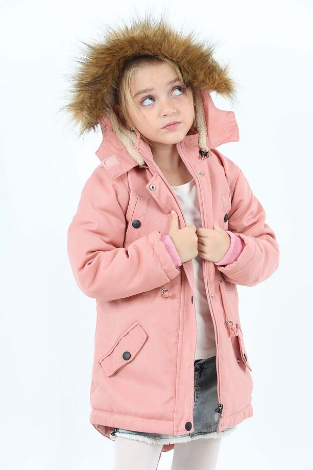 Çocuk Unisex Kışlık Su İtici Uzun Kürk Kaplama Mont Kaban 6-15 YAŞ - 4