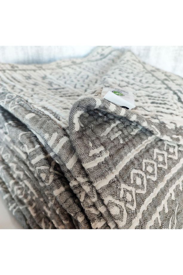 Aztek Desen Tek Kişilik 160 X 240cm Yatak Örtüsü/1 Adet 50x70cm Yastık 4 Kat Multi Muslin %100 Pamuk - 5