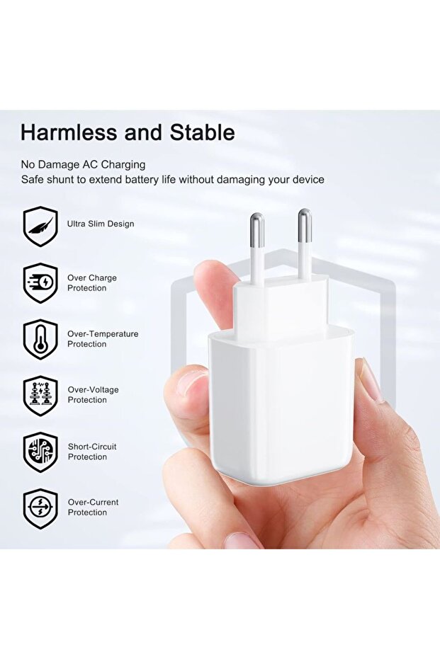 Hızlı şarj USB Type-A USB Type-C Apple Uyumlu Qc-50 Hızlı 3.0A 15W USB Lightning Quick Şarj Aleti - 5