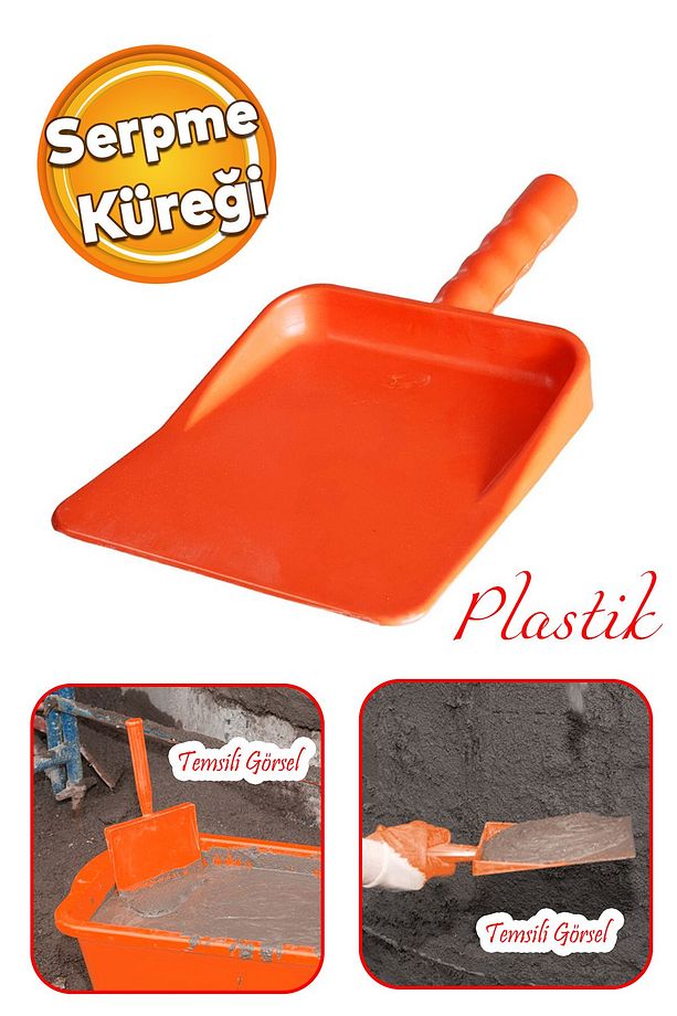 Plastik İnce Sıva Harcı Serpme Sıvacı Küreği Harç Şıp Şıp Şap Şap Atma Kürek Çimento Duvar İnşaat - 1