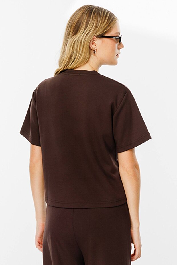 Pamuklu Basic Kahve Tshirt - 7