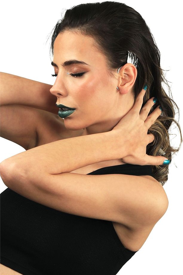 Kadın Gümüş Renk Lak Kaplama Sol Kulak Geçirmeli Model Yaprak Formlu Ear Cuff Küpe - 2