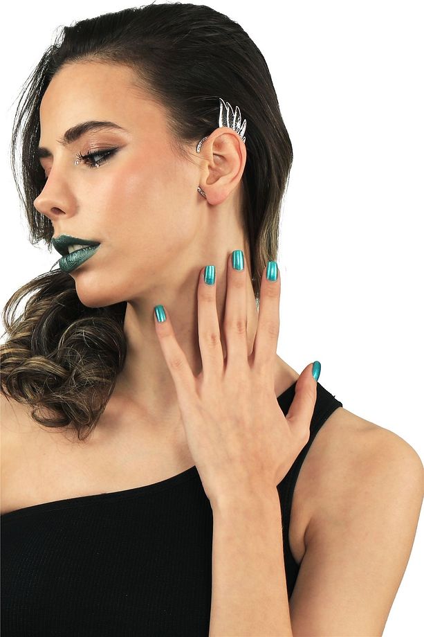 Kadın Gümüş Renk Lak Kaplama Sol Kulak Geçirmeli Model Yaprak Formlu Ear Cuff Küpe - 3