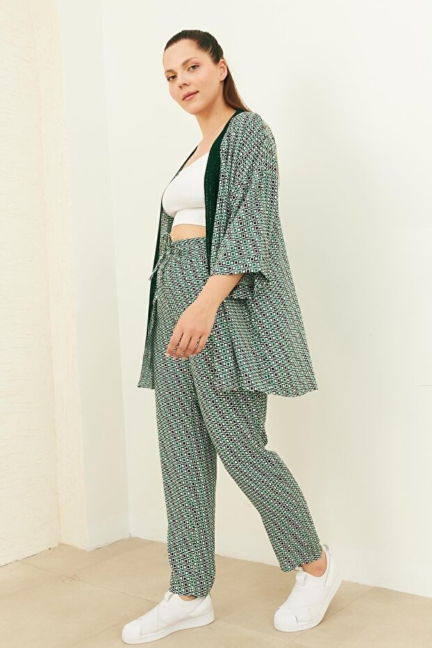 كيمونو أخضر منقوش - 3