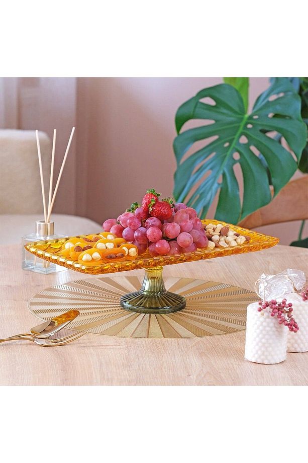 Ayaklı Oval Kayık Tabak Sarı - Yeşil - 4