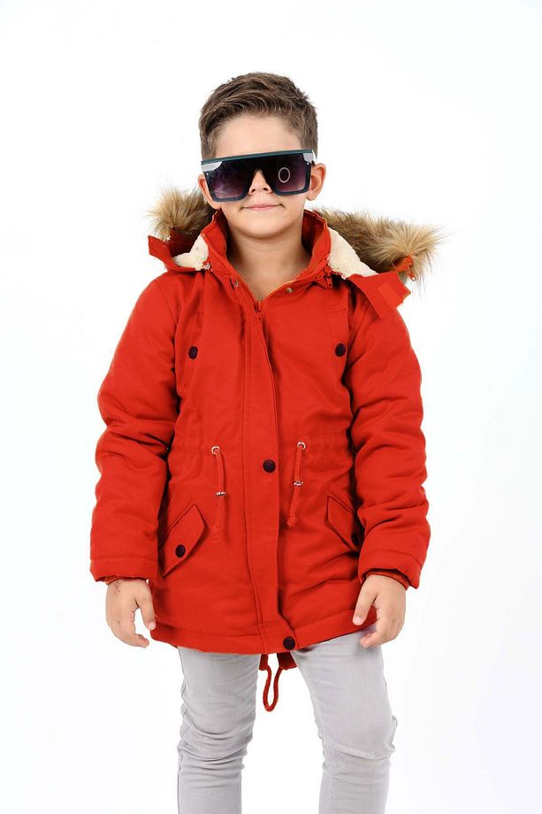 Çocuk Unisex Kışlık Su İtici Uzun Kürk Kaplama Mont Kaban 6-15 YAŞ - 5