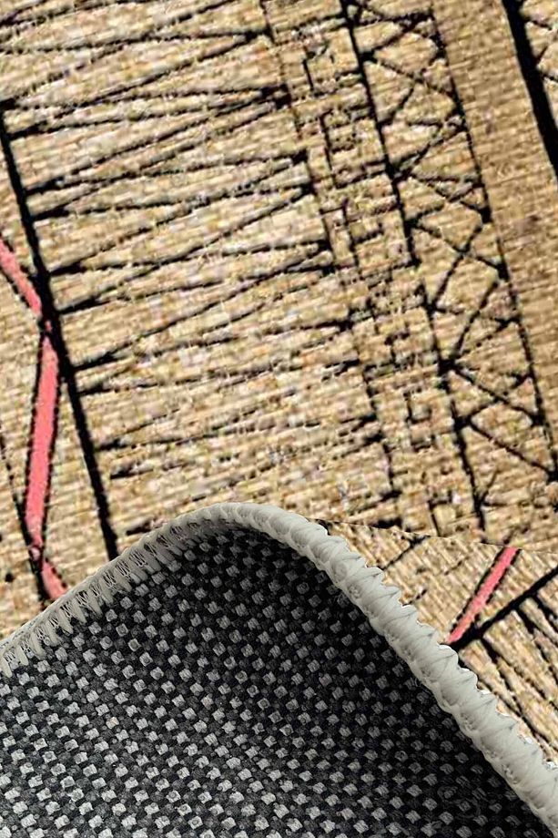 Laslva Iskandinav Yıkanabilir Kaymaz Pamuk Taban Kadife Salon, Mutfak Halısı, Yolluk, Kilim - 4