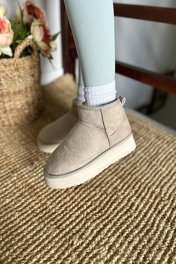 Kadın Süet Yarım Bot İçi Kürklü Bot & Bootie TS1146 - 5