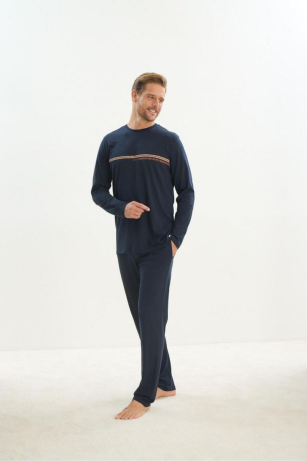 Erkek Uzun Kol Lacivert Pijama Takım C6T3N5O9 - 6