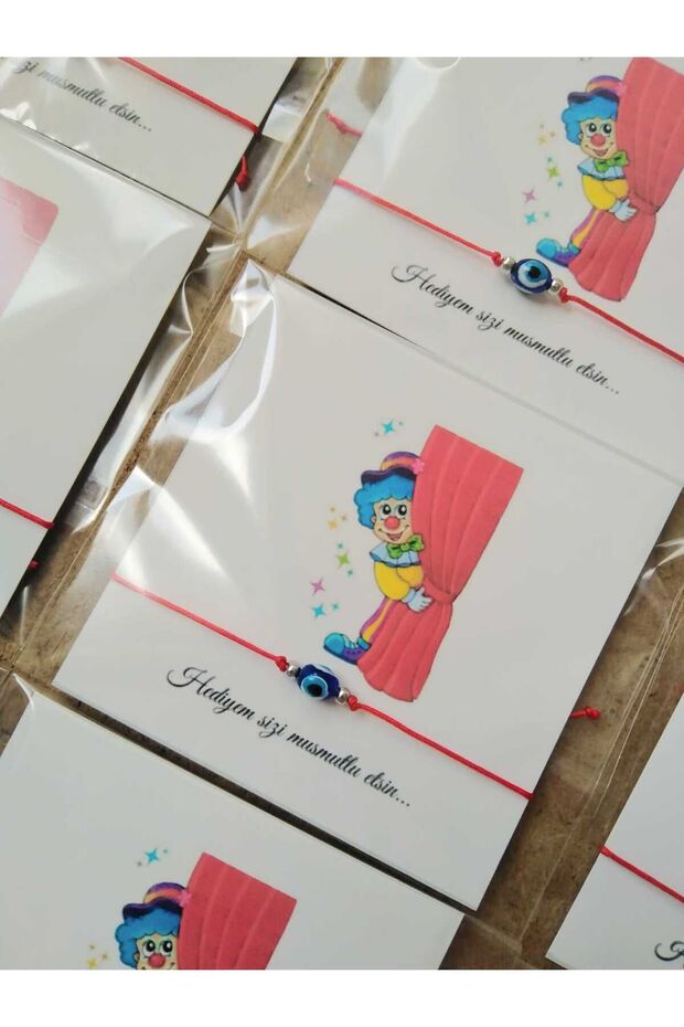 Gift Birthday Preschool Card Clown Evil Eye Bead Bracelet 12 Pieces
