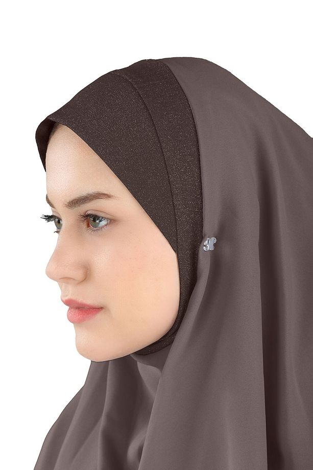 Simli Kumaş Krep Rahat Şal - St 098 Koyu Kahve - 3