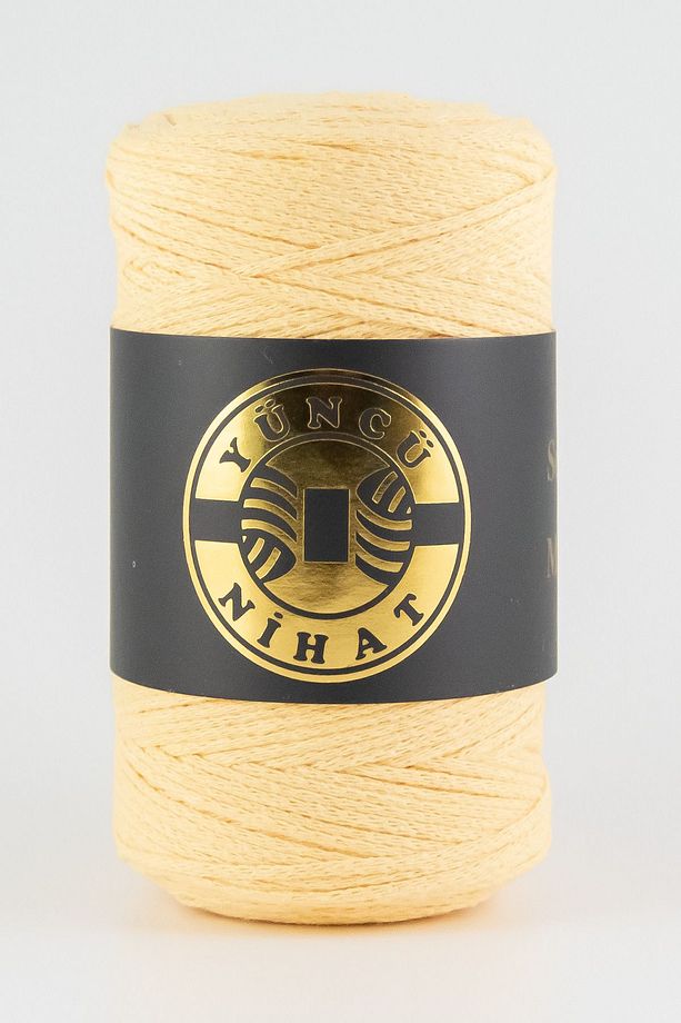 Pamuk Makrome Ipi (213) AÇIK SARI 200gr 200mt Cotton Zincir Makrome Çanta Ipi Supla Ipi Koton Ip - 1