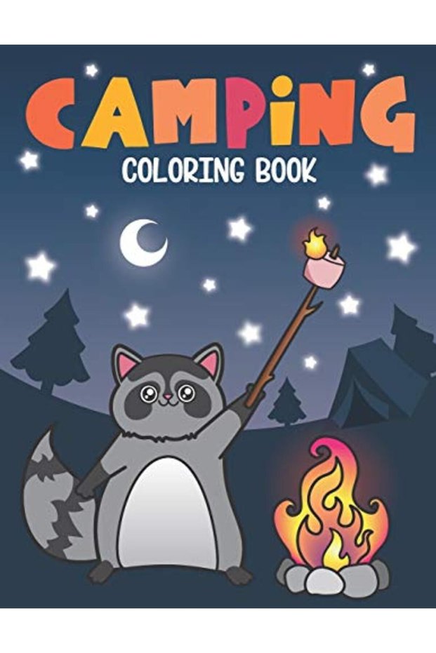Camping Coloring Book Of Cute Forest Wildlife Animals And Funny Camp Quotes A Smores Camp Colori