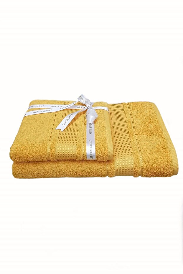 Dark Yellow Large Size Bath Towel Set of 2 (90X150Cm 50X90Cm)