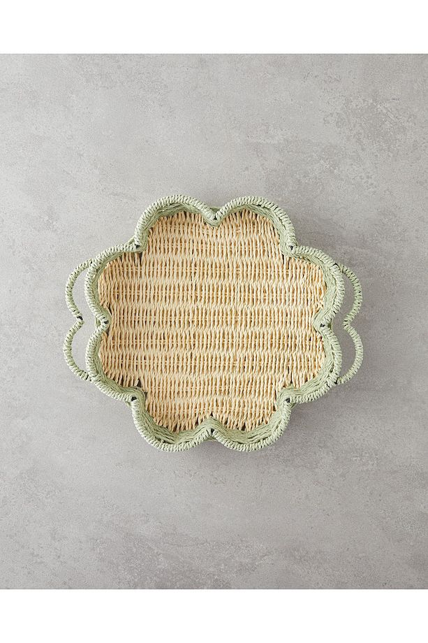 Flore Kağıt İp Dekoratif Tepsi 30x5 cm Natural - 1