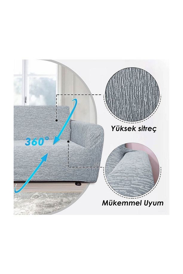 jakarlı koltuk örtüsü 3+3+1+1, kaymaz tabal koltuk örtüsü takımı, çekyat ve koltuk kılıfı takımı - 2