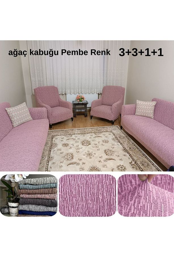 jakarlı koltuk örtüsü 3+3+1+1, kaymaz tabal koltuk örtüsü takımı, çekyat ve koltuk kılıfı takımı - 2