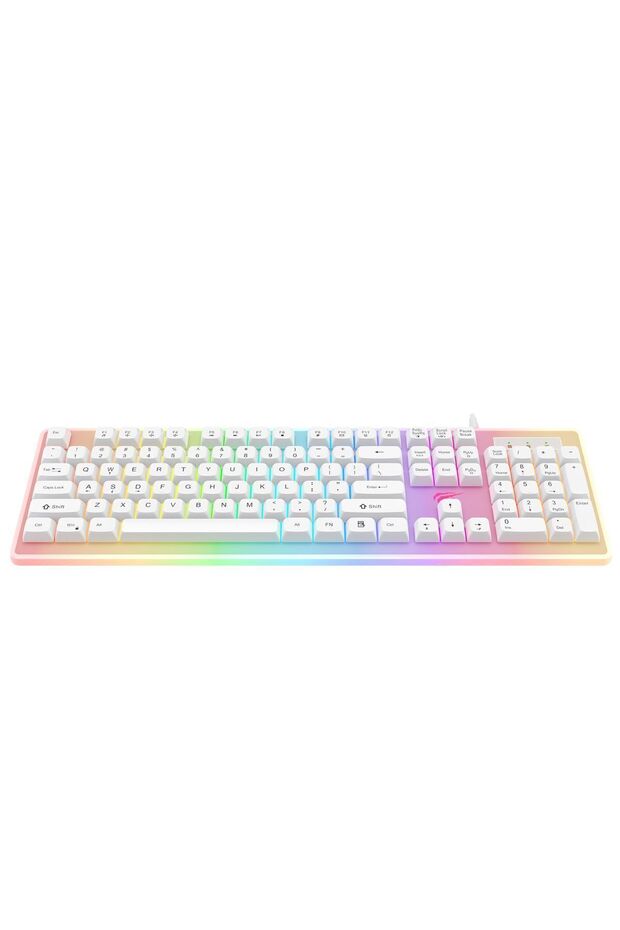 Gamenote Kb876l Mekanik Hisli Gaming Türkçe Q Rgb Işıklı Beyaz Oyuncu Klavyesi