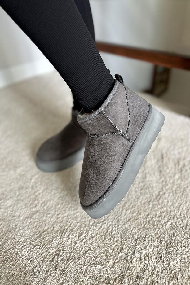 Kadın Süet Yarım Bot İçi Kürklü Bot & Bootie TS1146 - 4