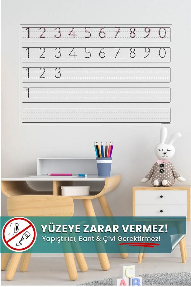 Rakam Yazma Çalışması - Yapışkansız Kendiliğinden Tutunan, Sihirli Pratik Akıllı Kağıt Yazı Tahtası - 1