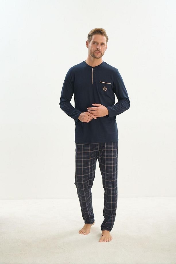 Erkek Uzun Kol Lacivert Pijama Takım C7T3N5O9 - 3