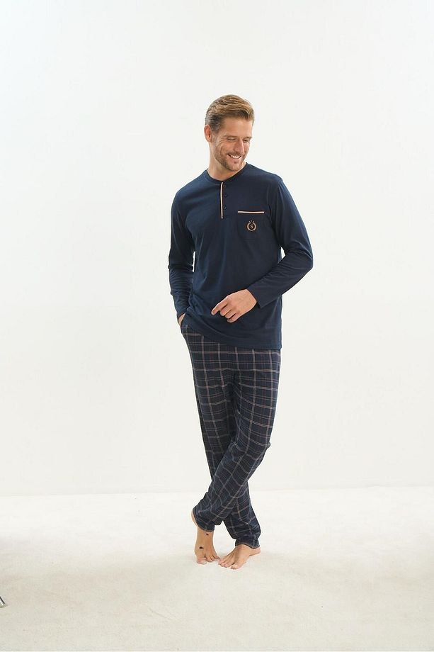 Erkek Uzun Kol Lacivert Pijama Takım C7T3N5O9 - 1