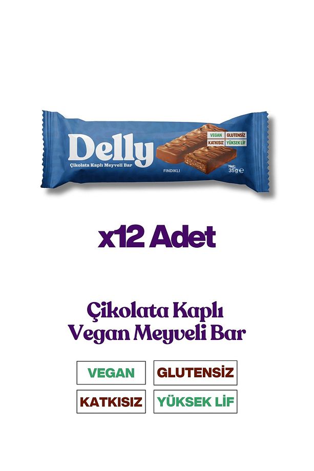 12 Adet Çikolata Kaplı - Fındıklı Meyveli Bar 35g - 1