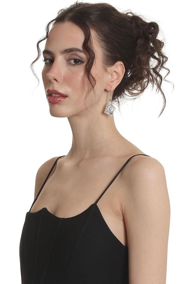 Kadın Antik Gümüş Kaplama Sallantılı Model Uyuyan Güzel Küpe - 4