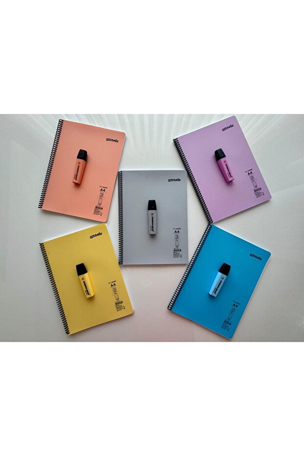 My Note Pastel Renkler 72 Yaprak Çizgili 5'li Defter + Stabilo Boss Pastel Fosforlu Kalem Set - 1