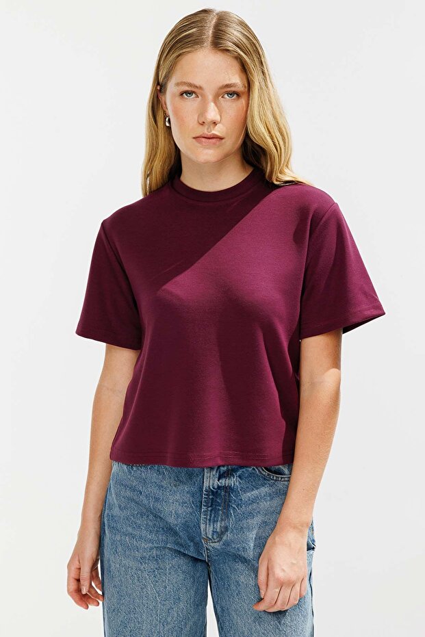 Pamuklu Basic Vişne Tshirt - 1