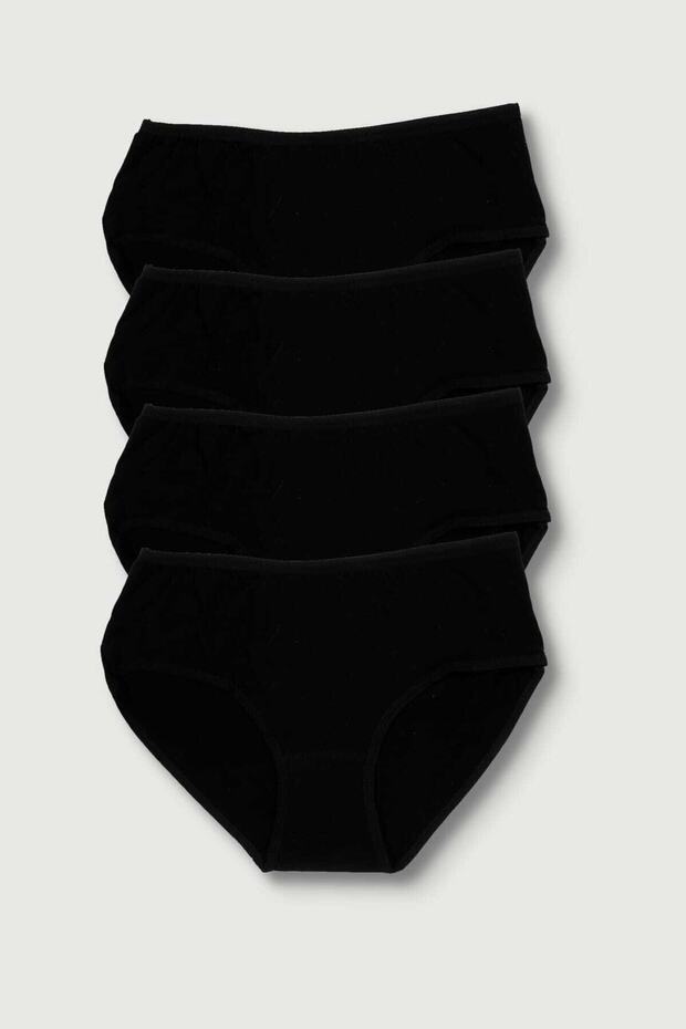 Women's Cotton Ribbed Bato Panties Black 4 Pack
