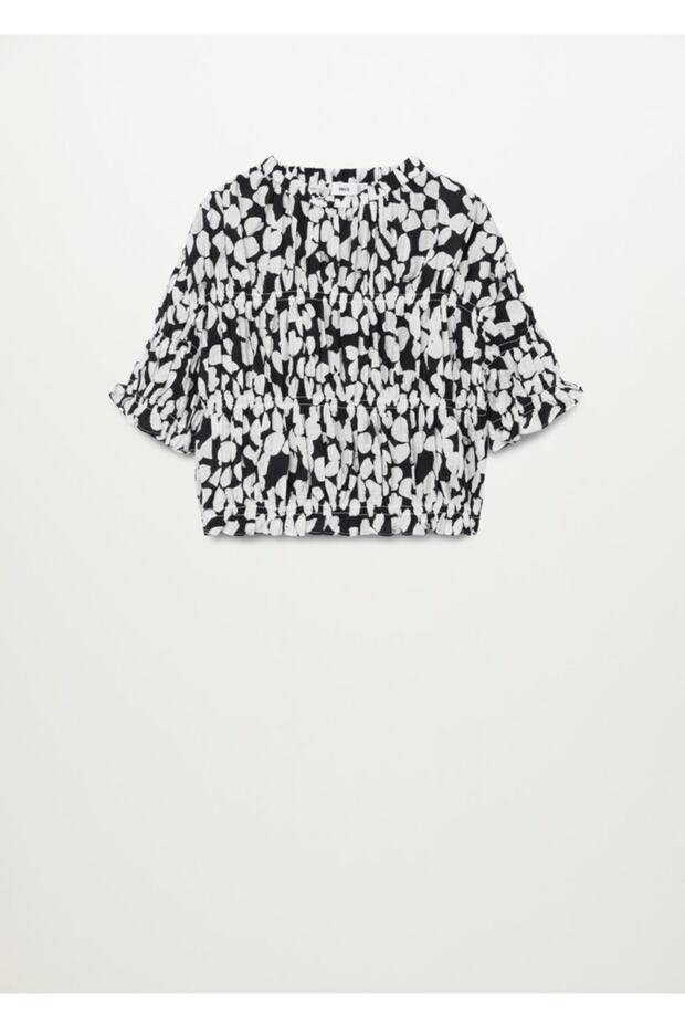 Kadın Siyah Drapeli Kısa Üst - 3