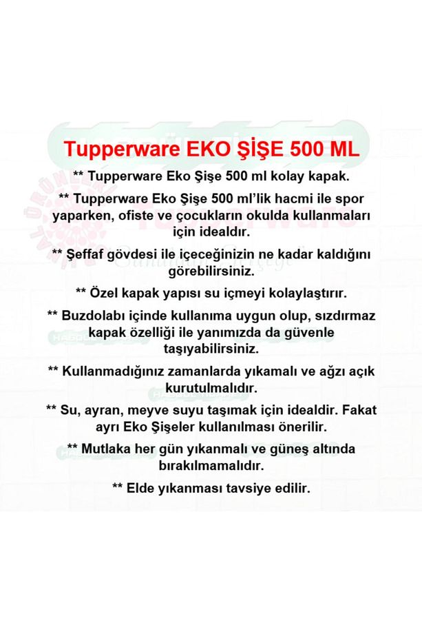 Eko Şişe 500 Ml Kolay Kapak Matara Ve Suluk Hsgl Pembe - 2