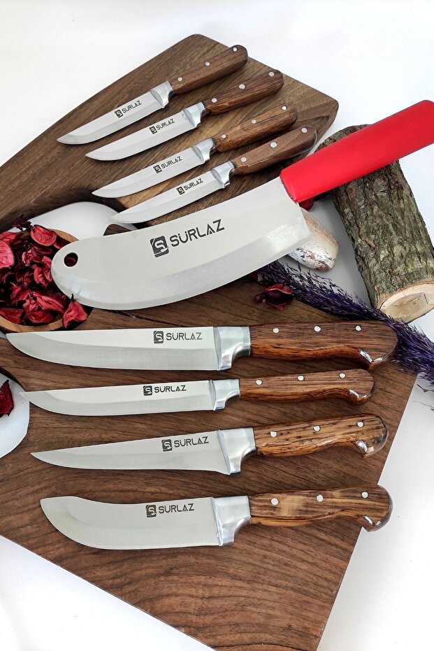 9 Parça Bıçak Seti Handmade Reds - 1