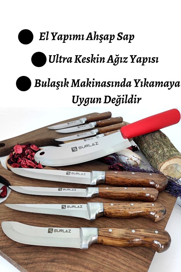 9 Parça Bıçak Seti Handmade Reds - 3