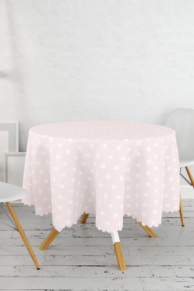 Star Patterned Digital Printed Round Tablecloth - Diameter 140cm - 2