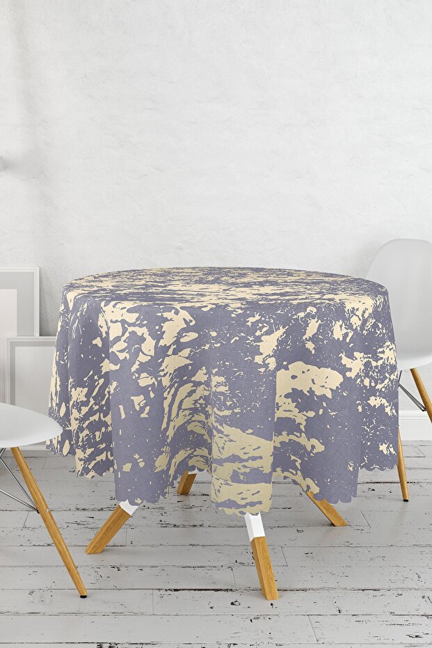 Dark Colored Gradient Patterned Digital Printed Modern Round Tablecloth - Diameter 140cm - 2