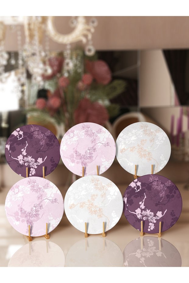 6-Piece Plum Colored Special Design Plate & Placemat