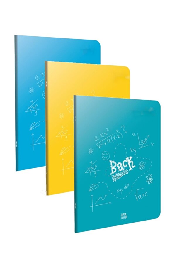 Back A4 60 Yaprak Plastik Kapak Dikişli Kareli Defter 3lü - 1