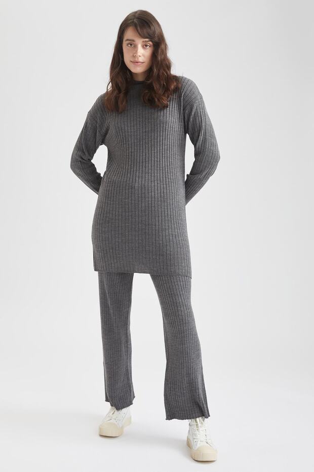 Regular Fit Balıkçı Yaka Triko Tunik - 3