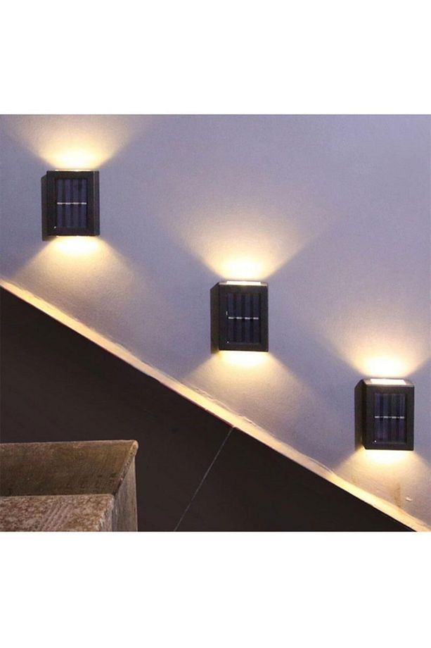 1adet Modern Solar Çift Taraflı Duvar Lamba Güneş Enerjili Aydınlatma Dekorasyon Aplik - 6