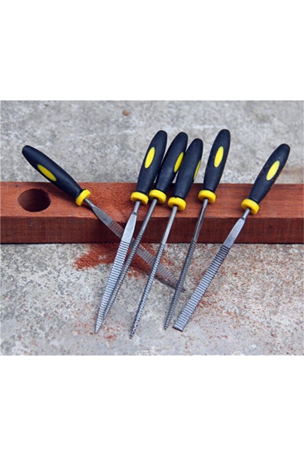 Mini Törpü Eğe Seti Plastik Saplı 14cm Ahşap Için Törpü 6 Parçalı Karbon Ege Takımı - 5