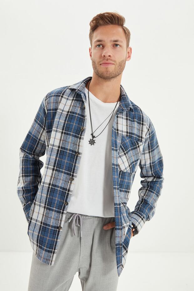 Mavi Slim Fit Kışlık Kareli Ekose Oduncu Gömlek TMNAW22GO0090 - 5