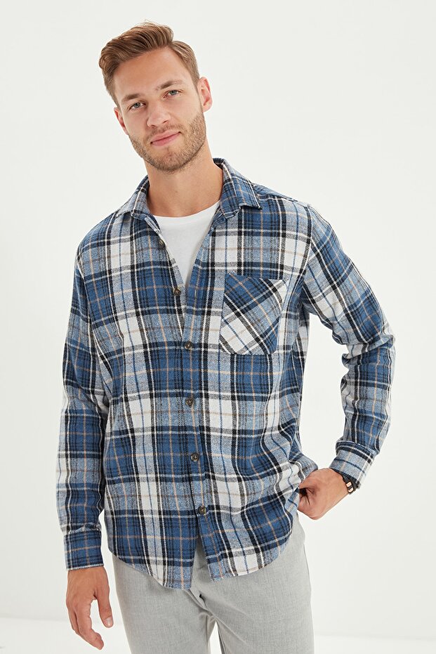 Mavi Slim Fit Kışlık Kareli Ekose Oduncu Gömlek TMNAW22GO0090 - 7