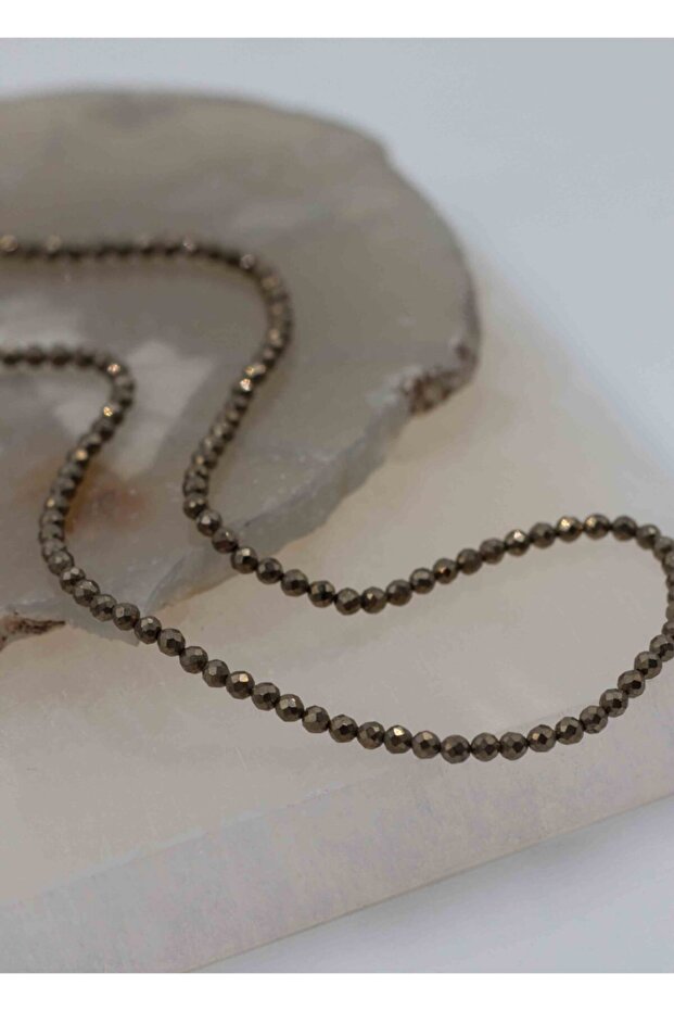 Pirit Taşı Doğaltaş İnce Kolye 2 mm - 4